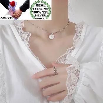 

OMHXZJ Wholesale HA197 European Fashion Woman Birthday Party Gift Vintage Round Luck 100% 925 Sterling Silver Pendant Necklace