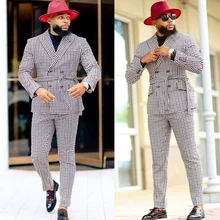 

Winter Classic Check Groom Wedding Tuxedos Plaid Mens Groommen Party Prom Pants Suits Jacket Business Work Wear Outfit 2 Pieces