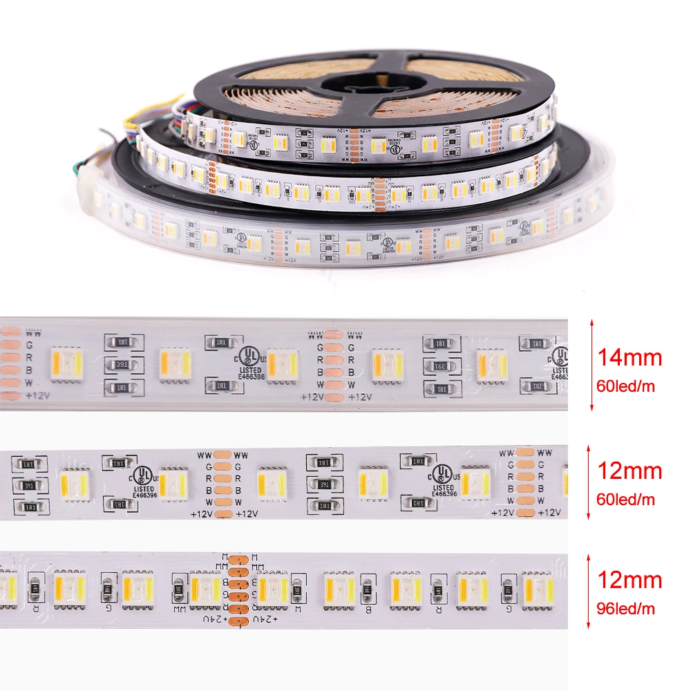 5 м 5 в 1 RGB+ CCT светодиодный светильник 5050 60 светодиодный s 12 в 24 В RGBW RGBWW водонепроницаемый гибкий светодиодный светильник с Mi светильник RF контроль EU/US/AU/UK