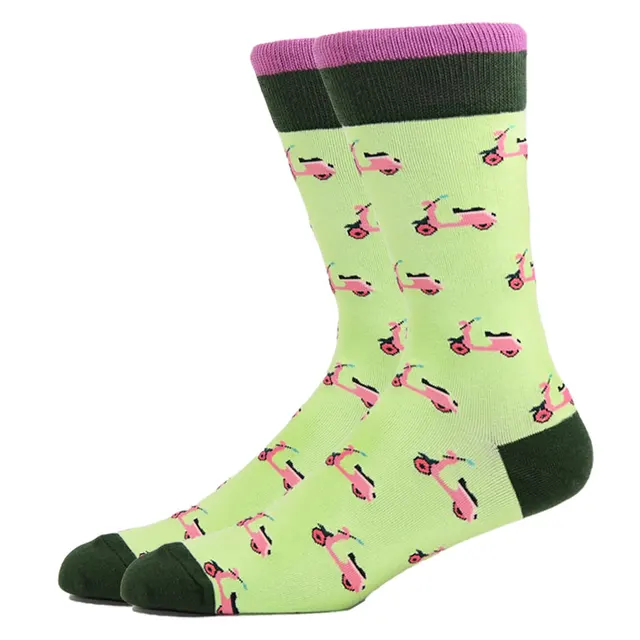 Happy Men Socks Harajuku Funny Socks With Print Fashion Motorcycle Jeep Bicycle Hip Hop Cool Compression Socks Men's Clothing HG11027-2