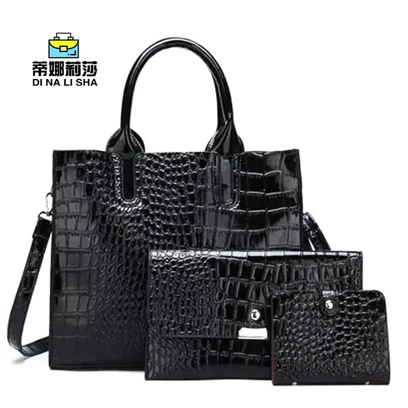 

2019 New Style WOMEN'S Bag Retro Three-piece Set Briefcase Fashion Handbag Simple Shoulder Bag Trendy Bag