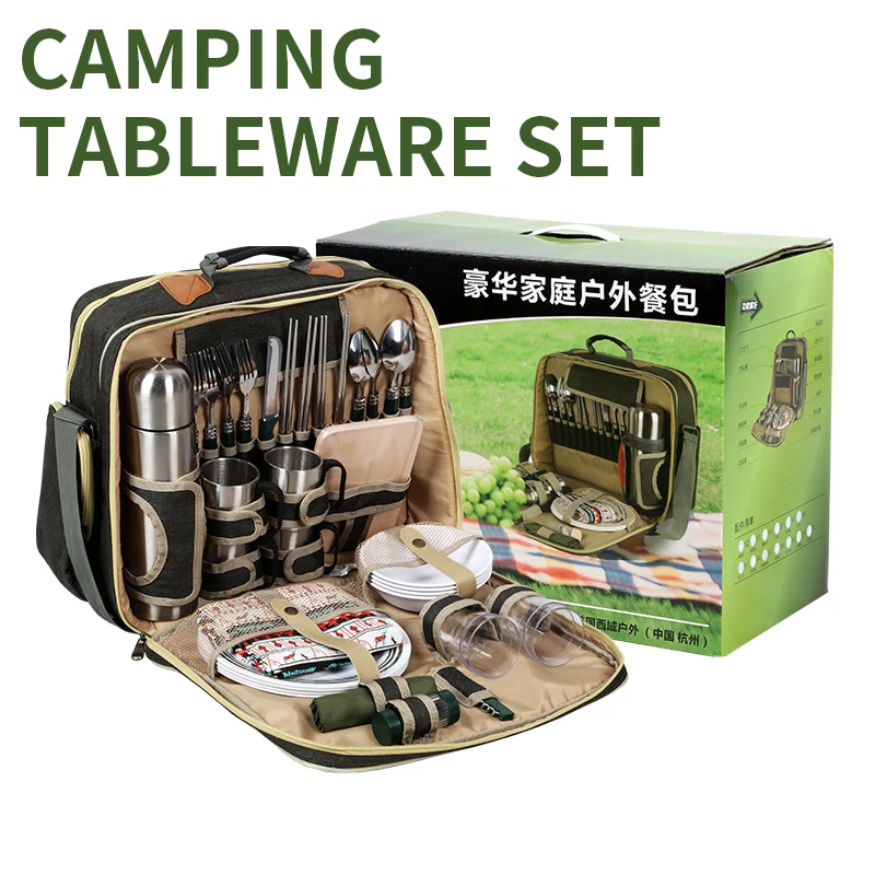 Portable Luxury Camping Picnic Tableware Set Dishes Outdoor Tableware