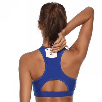 

Sexy Gym Bra With Back Pocket Absorb Sweat Tops Running Sports Bra Fitness Women Seamless Backless Padded Vest Tanks