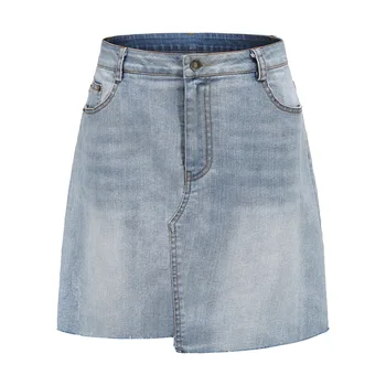 

Vintage Jeans Skirts Womens 2020 Spring Summer New Arrival Light Blue Irregular Above Knee Mini Skirt Lady Casual Denim Skirt