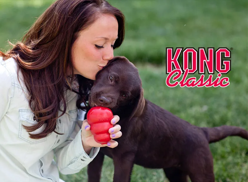 KONG Classic Natural Teething Rubber Dog Chew Toy with Your Choice of Dog Treat Toy XS-XXL 4