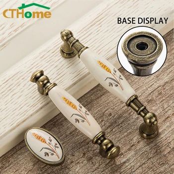 96mm128mm Vintage Classical Ceramic Handle Cabinet Knob Pull Furniture Dresser Handle Drawer Kitchen Closet Door Handle Lucky