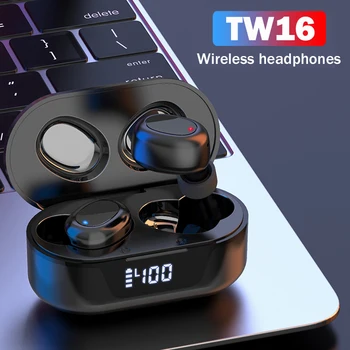 

TW16 Bluetooth 5.0 Headphones Earbuds 6H Continuous Time, IPX8 Waterproof Deep Bass Wireless Earbuds for Sports, Built-in Mics