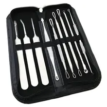 9 шт Blackhead угри, прыщи жидкость для снятия Нержавеющая сталь иглы инструменты для чистки ушей, серебро