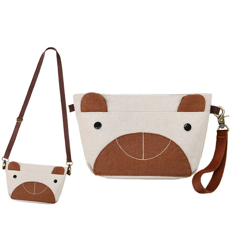 

Sansebuding Portable Cosmetic Bag GIRL'S Heart Korean-style Large Capacity Canvas Shoulder Big Screen Mobile Phone Bag Clutch Ba