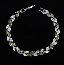  Cubic Zirconia Jewelry Silver Color Leaf Charm Crystal Women Bracelet Women Bracelet Jewelry Gift 