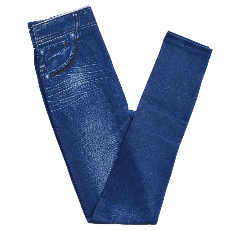 Women Fleece Lined Winter Jeggings Faux Jeans Seamless High Waist Slim Fashion Jeggings Leggings Women Fitness Pants