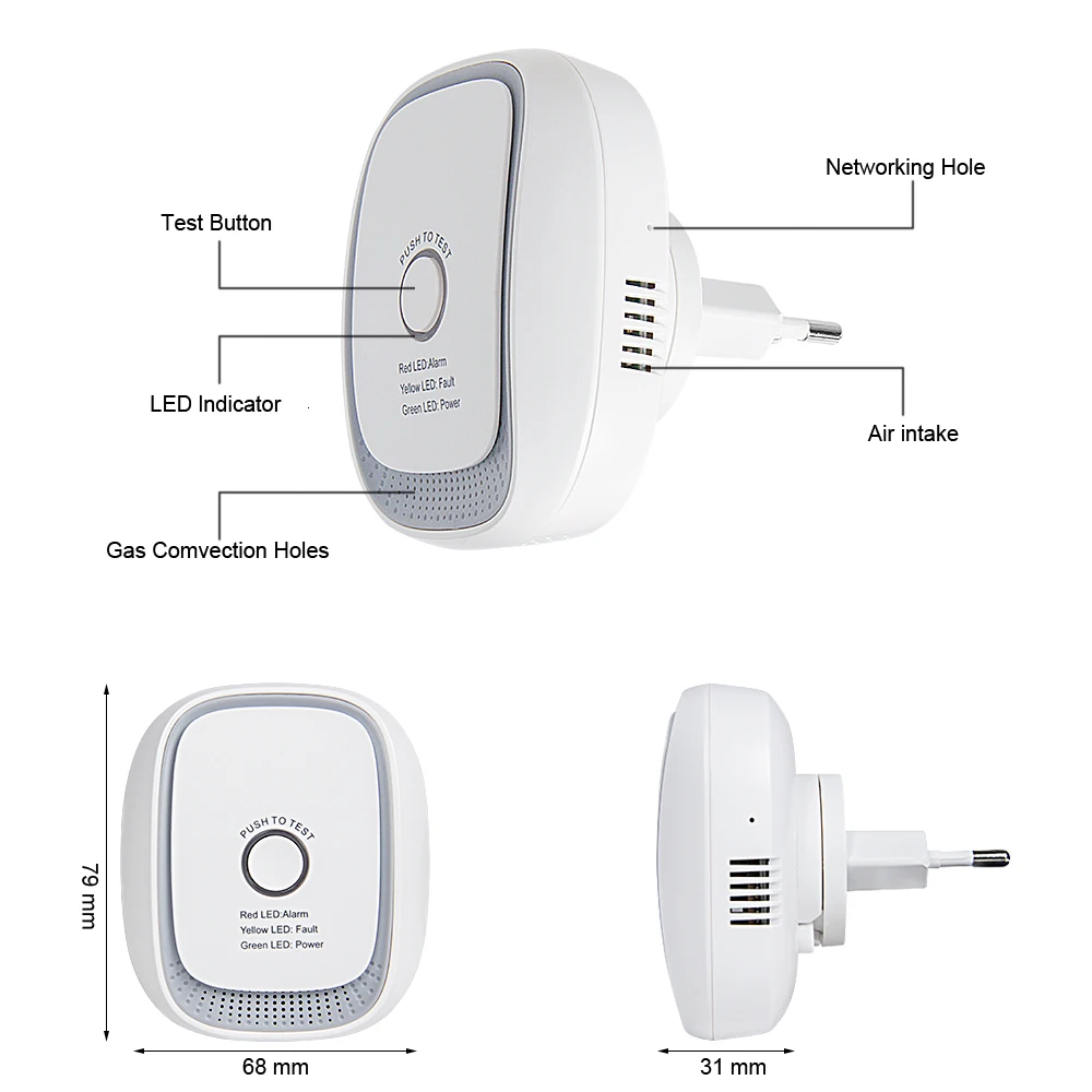 Zigbee3.0 Detector de Gas Natural LPG, Compatible con SmartThings, Zipato ,Home Assistant Gateway