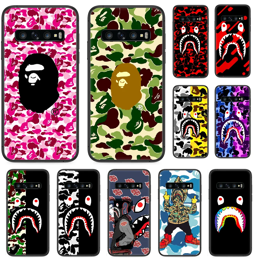 

Japanese Fashion Brand BAPEs Phone case For Samsung Galaxy Note S 8 9 10 20 Plus E Lite Uitra black back pretty prime trend