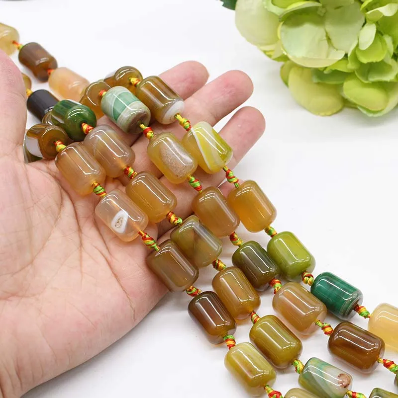 2strands/lot Natural Smooth candy cylindrical Agate loose beads For DIY Bracelet Necklace Jewelry Making Strand 15