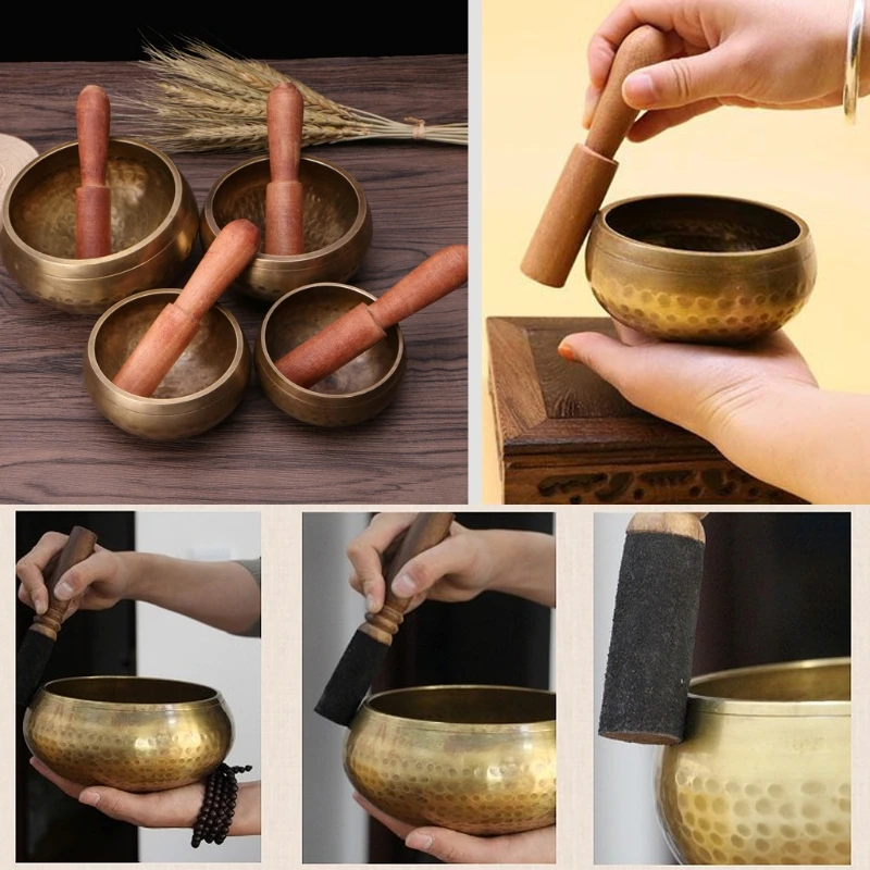 Tibetan Buddhism Singing Bowl Hand Hammered Yoga Copper Chakra Meditation Gift High quality Drop ship 4