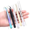 Stainless Steel Tweezers Nail Styling Fixed Clip Manicure Nail Art Tools Nail Extension Shaping Tweezer Acrylic UV Gel Curve 6