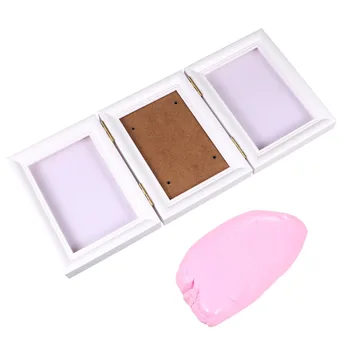 

1Pc Pet Footprint 3-Fold Photo Frame Creative Frame for Dog Cat Pets Fingerprint Frame (White and Pink)