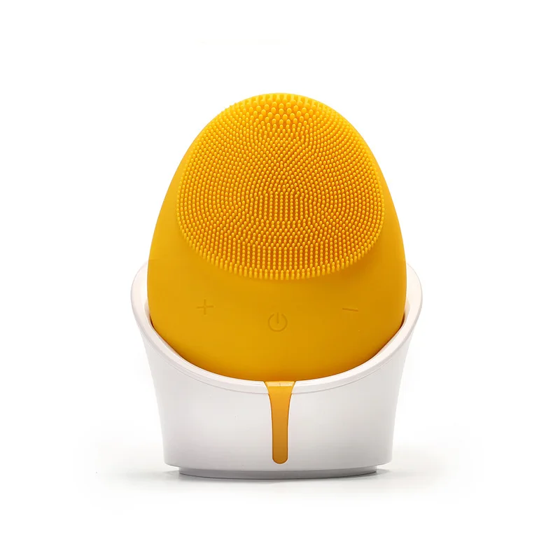 Электрический силиконовый Очищающая щетка для лица звуковая вибрация массажное Беспроводное зарядное устройство умная ультразвуковая поверхность очиститель - Цвет: Yellow