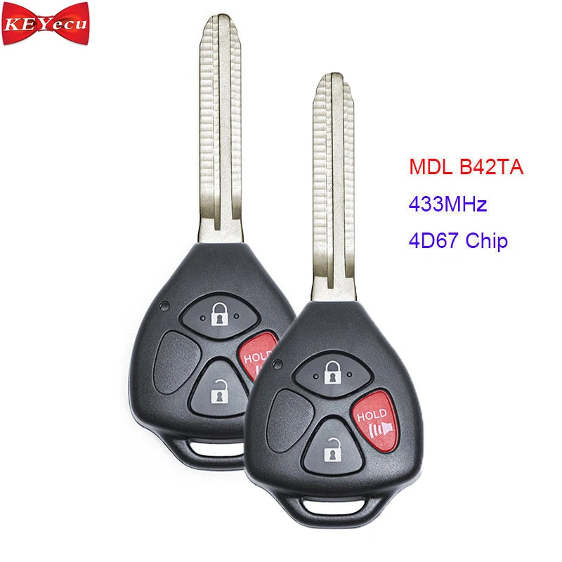 KEYECU 2 шт. для Toyota Hilux 2005 2006 2007 2008 пульт дистанционного управления автомобильный
