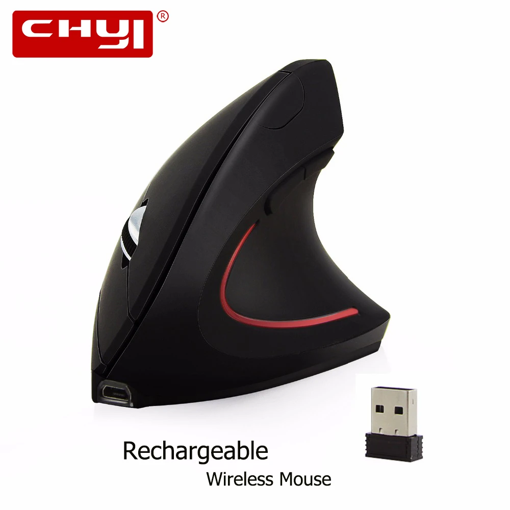 

CHYI 2.4G Ergonomic Vertical Wireless Mouse Rechargeable USB Optical Mice 1600DPI Computer Gaming Muase For Notebook PC Laptop