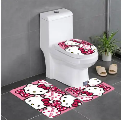 Hello kitty теплое мягкое моющееся сиденье для унитаза Чехол коврик набор для домашнего декора коврик для унитаза чехол для сиденья Крышка для унитаза аксессуары - Цвет: ktktktkt