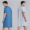 Men Sleep Robes Short Sleeve Solid Pajamas Pockets Cozy Cotton Vintage Homewear Nightgown Mens Bathrobes ► Photo 2/6