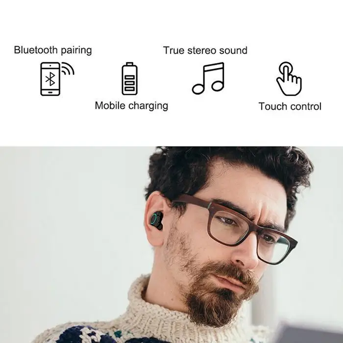 TWS Bluetooth наушники водонепроницаемые бинауральные стерео Встроенный микрофон беспроводные гарнитуры мини наушники-вкладыши с зарядным чехлом