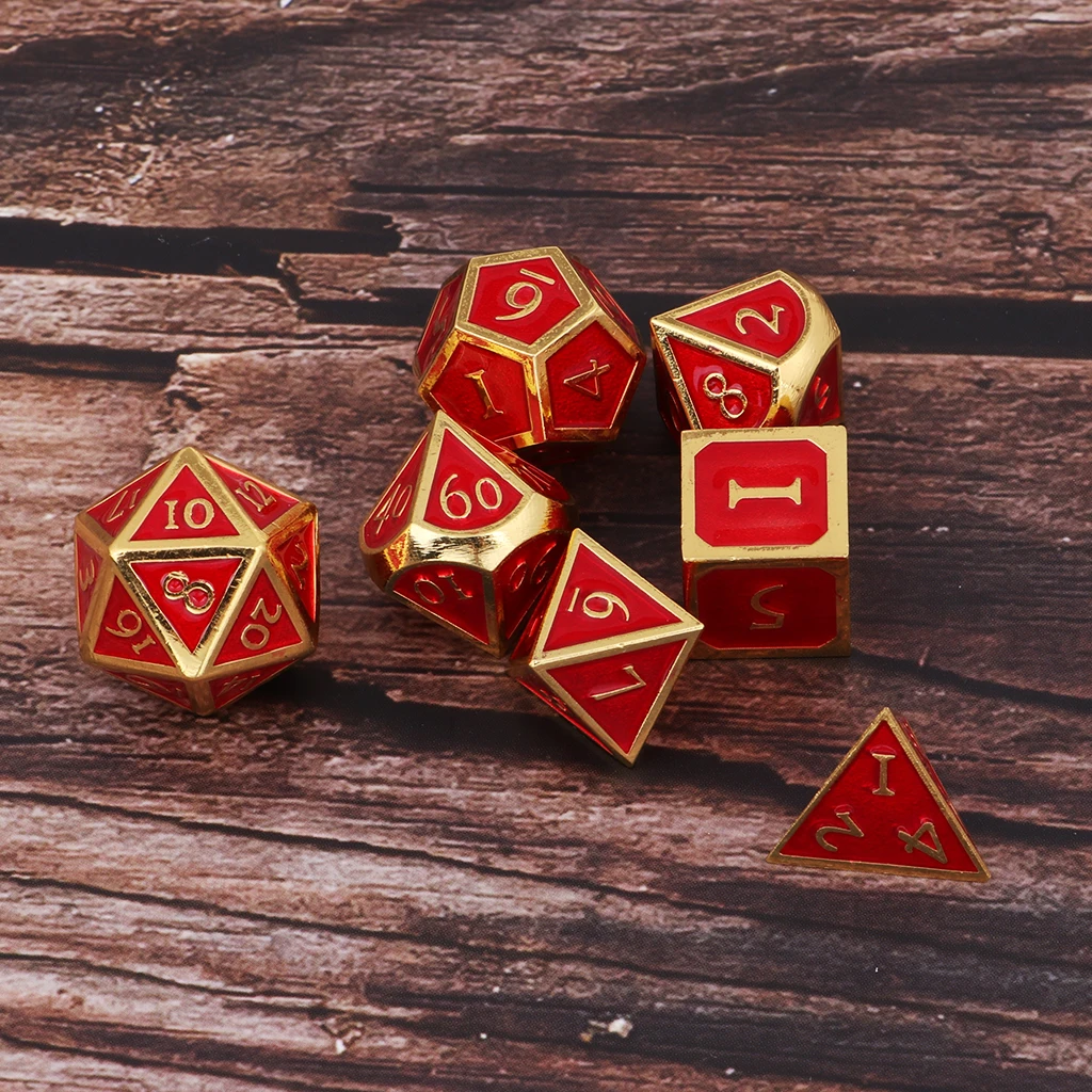 7 Pieces Zinc Alloy Polyhedral DND Dice Sets 7-Die Metal Dice for Dungeons and Dragons Pathfinder DND RPG MTG Table Gaming Dice
