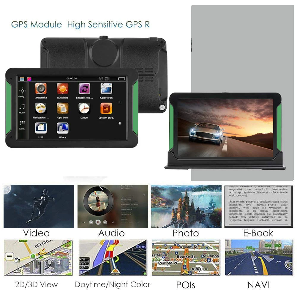 Автомобильный GPS навигатор 7 дюймов HD ЖК дисплей емкостный экран автомобильный FM