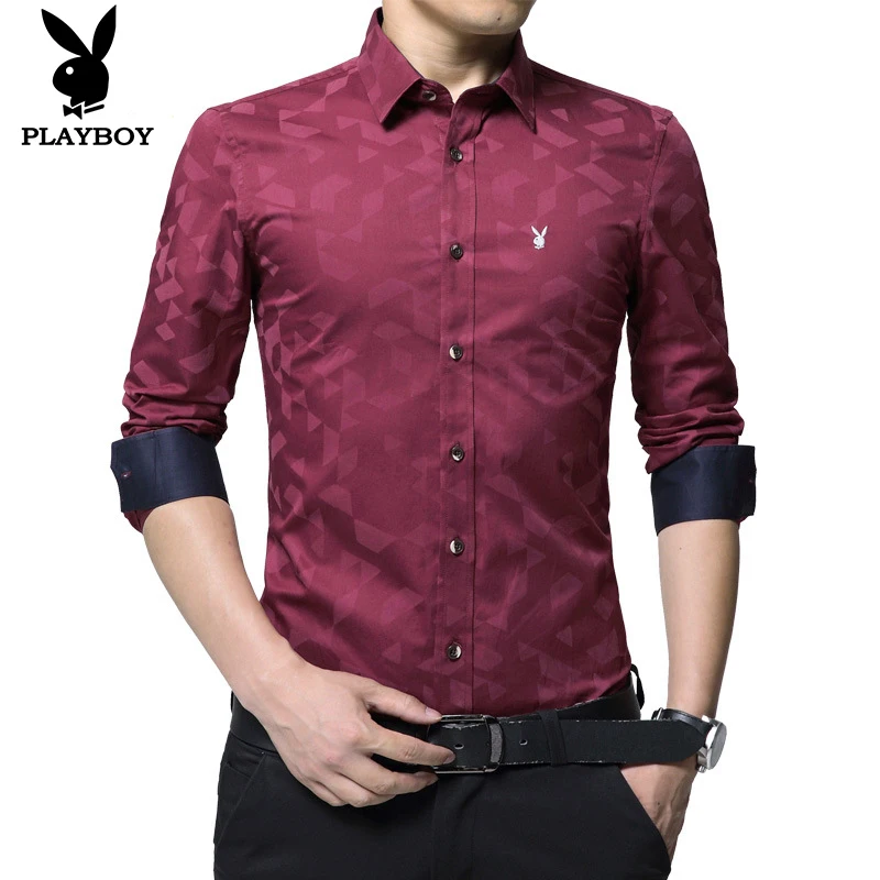 

playboy fashion Soft comfortable high quality Trendy men's business casual shirt long sleeve shirt