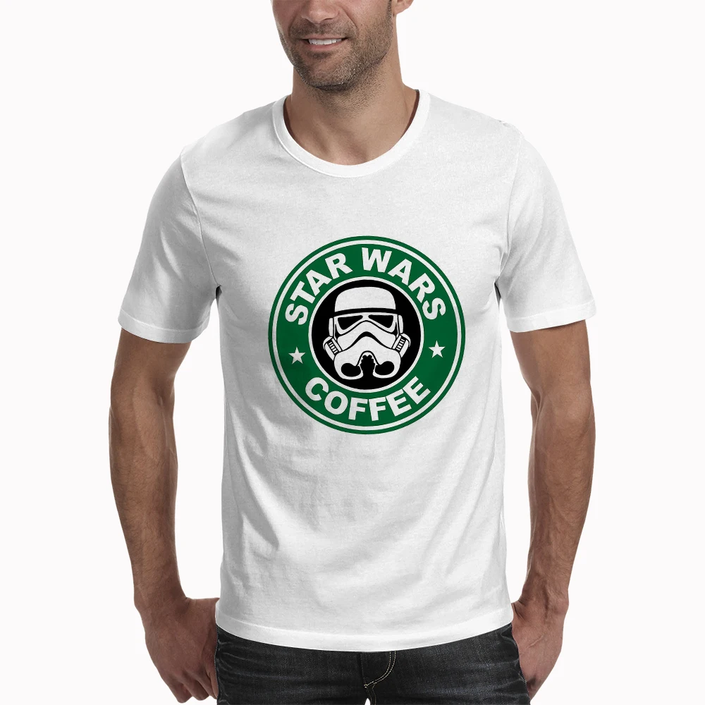 Новое поступление крутая футболка забавная футболка с надписью Star Wars COFFEE Футболка с принтом Для мужчин, короткий рукав с круглым вырезом уличная одежда в стиле хип-хоп летние футболки