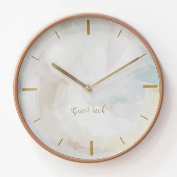 

12-Inch Plastic Rose Gold Hanging Clock Ink Pink Green Color Blue Rounded Mute Artistic Fresh Watch Clock Separates