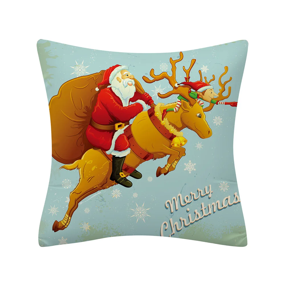 Christmas Cushion 45*45 Merry Christmas Santa Claus Red Pillows Decorative Throw Pillow Polyester White Snowman Pillowcase