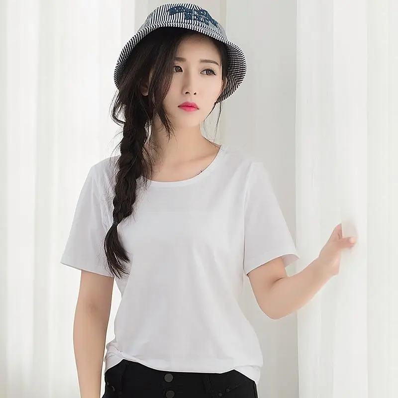 

2020 Tops T Shirt Women Cotton beige Female Tshirt blue