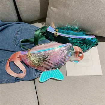 

Fashion Sequin Waist Bag For Kids Gifts Cartoon Fanny Pack Girls Belt Bags Waist Packs