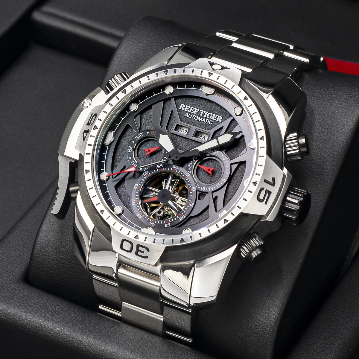 Reef Tiger/RT Sport Watch Complicated Dial with Year Month