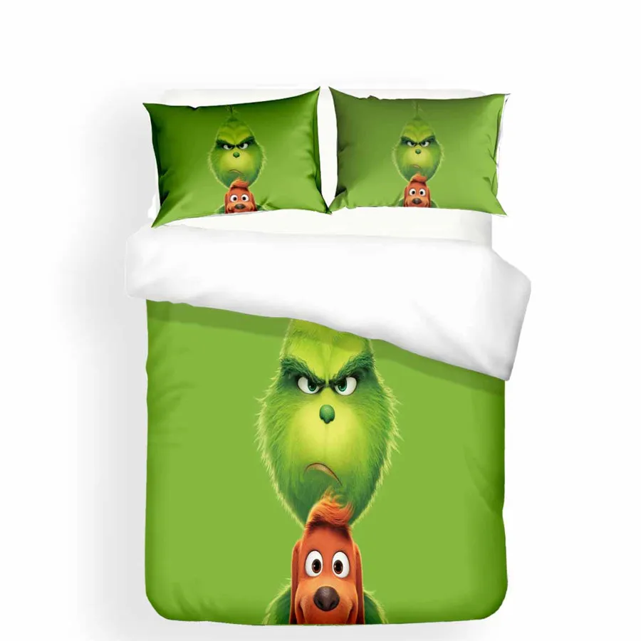 HELENGILI 3D Постельное белье Grinch палантин с рождественским принтом постельное белье Bedcloth с Наволочка на подушку набор домашнего текстиля# TG-07