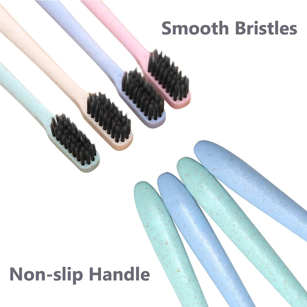 Naturel Toothbrush Wheat Straw Bamboo Charcoal Small Head Toothbrush Travel Portable Adult Soft Brush With Travel Case