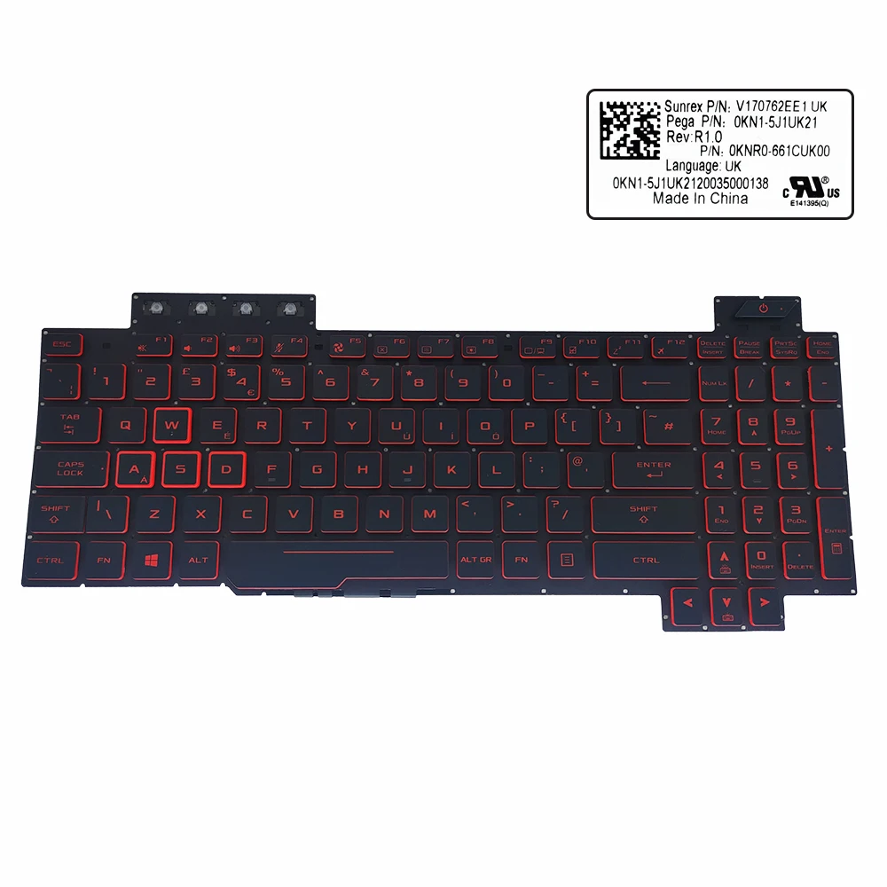 Retroiluminado para Asus Teclado Gaming Fx504 Fx86 Fx80 Computador Portátil Teclados gb Teclas Vermelhas Britânicas 0knb0 661cuk00 uk Tuf Fx505 - Imagem 6