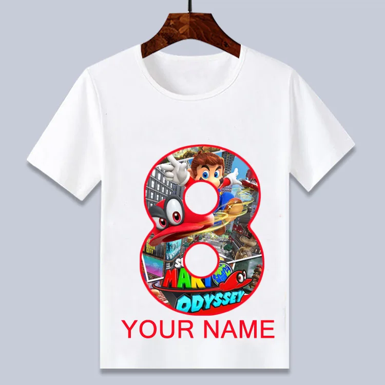 Лидер продаж года; белая футболка с принтом «Супер Марио»; подарок на день рождения; футболка для маленьких мальчиков и девочек; BAL577