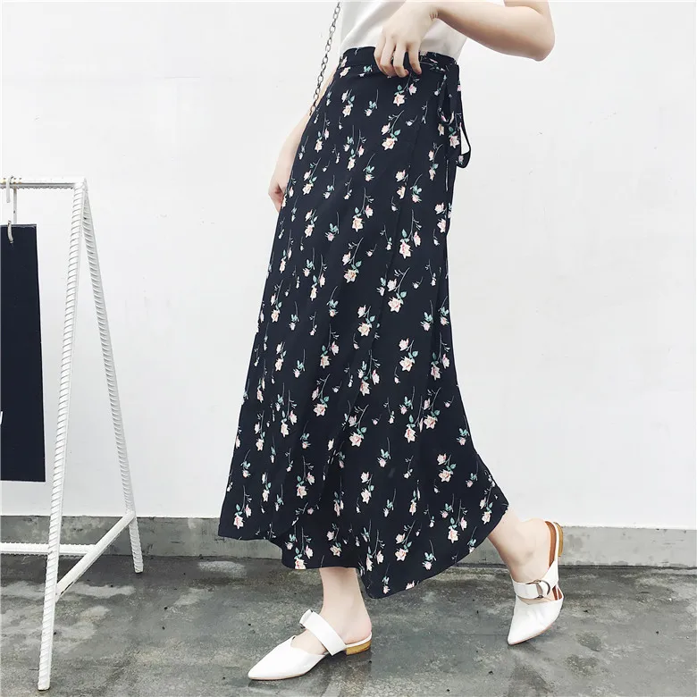 6 Богемная Высокая талия цветочный принт летние юбки женские s Boho Асимметричная шифоновая юбка макси длинные юбки для женщин - Цвет: 6