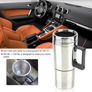 

Car Electric Kettle Coffee Tea Water 12V 350ML+150MLHeating Cup