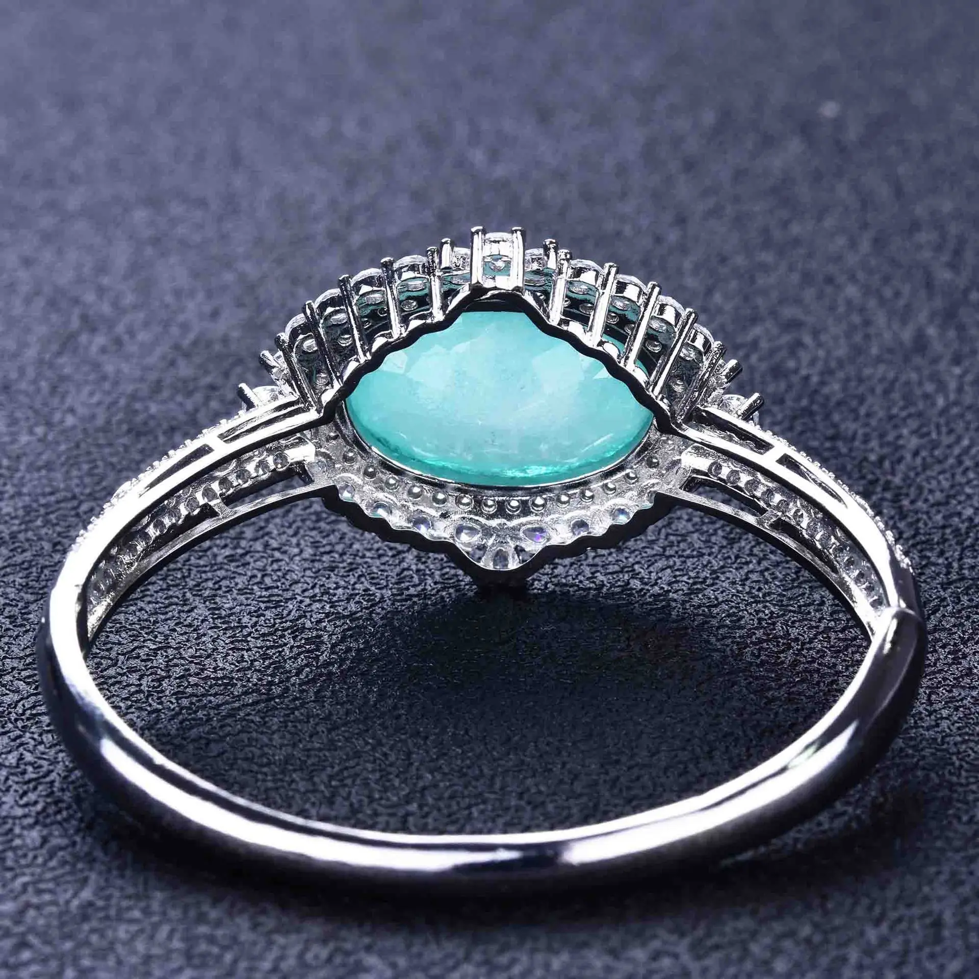 New Trendy Oval Brazil Artificial Paraiba Tourmaline White Gold Color Charms Bracelets For Women Ladies Bangle Jewelry Gifts
