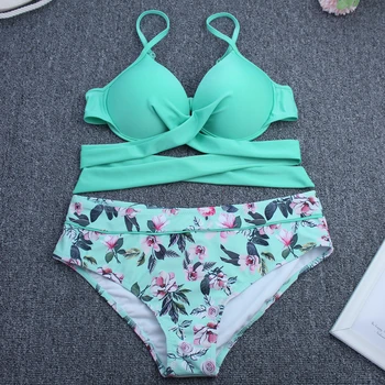 

2020 Sexy Bikini Swimwear Women Push Up Swimsuit Halter Top Bikini Set Bandage Bandeau Beach Bathing Suit female Biquini