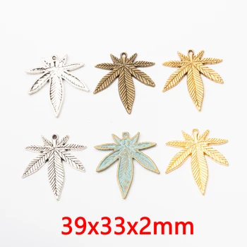 

5pcs 39x33x2mm Maple Leaf Pendants for Jewelry Making Handmade Craft Tree Leaf Small Charms Pendants for Necklaces Cannabis leaf