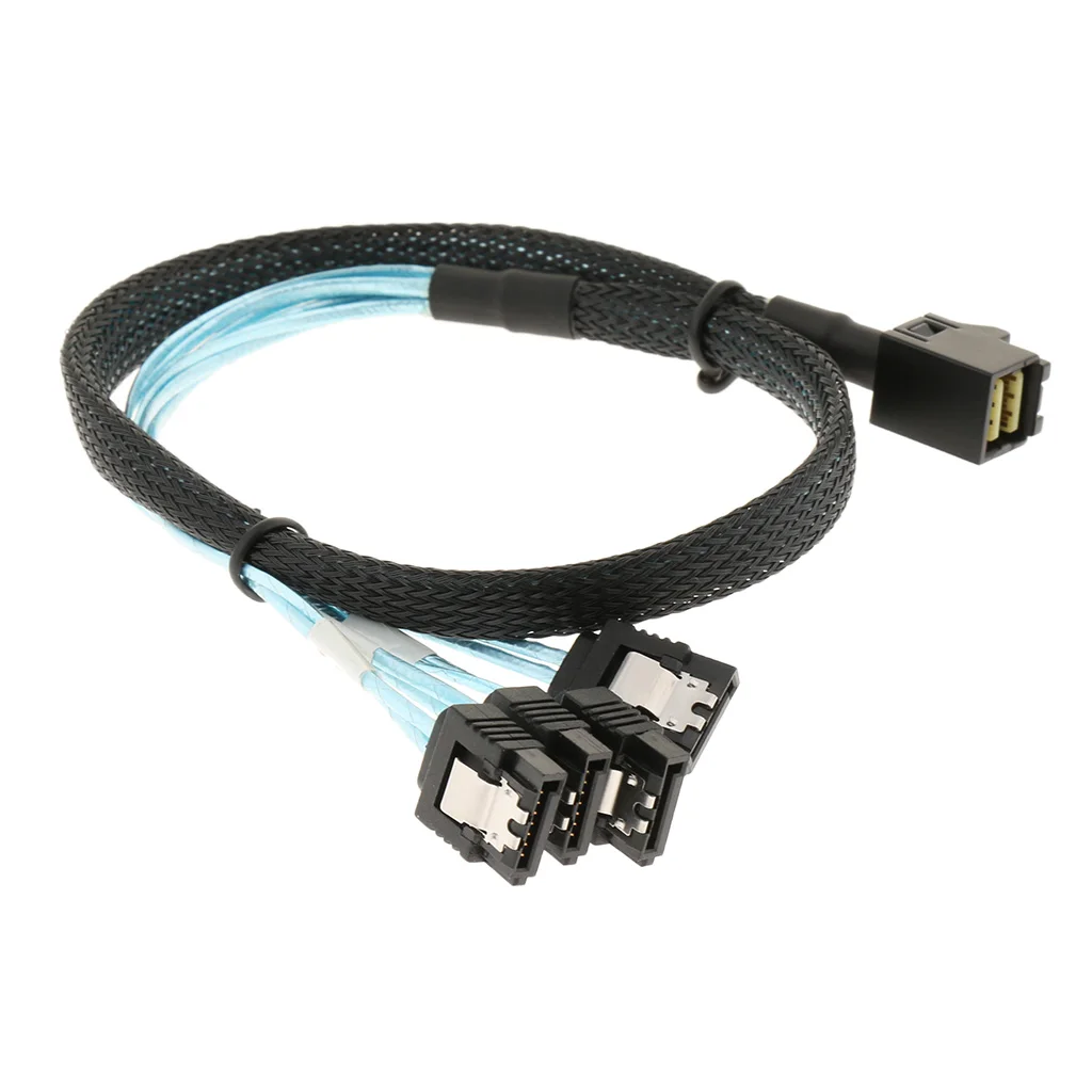 Mini SAS HD (SFF-8643) to 4*SATA Hard Drive Solid State Cable, 1.6Feet/0.5M Mini SAS Male to SATA Female Splitter