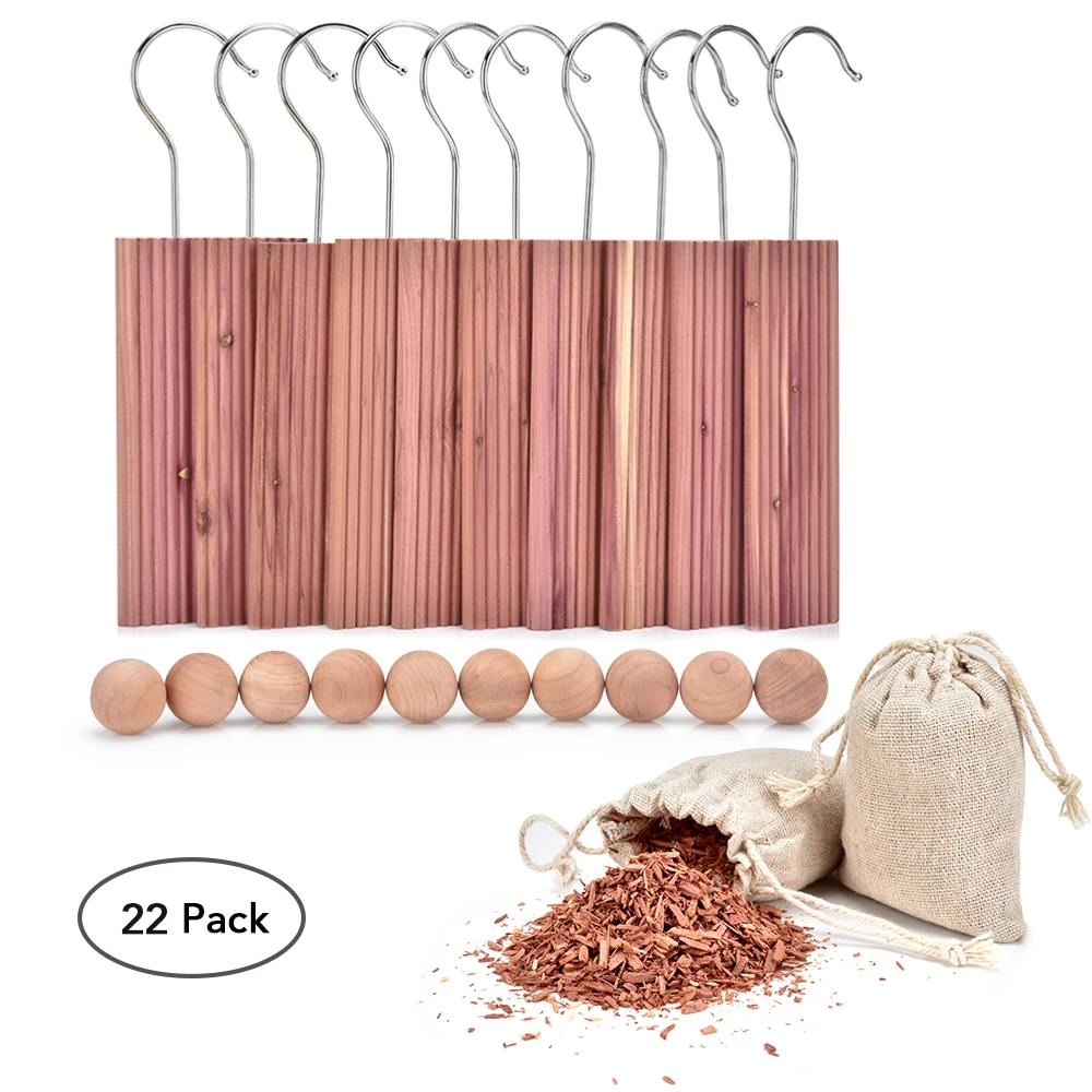 

22 Pack Cedar Hanger Moth Protection Closet Cedar Hook for Insect repellent Against Midew and Odor