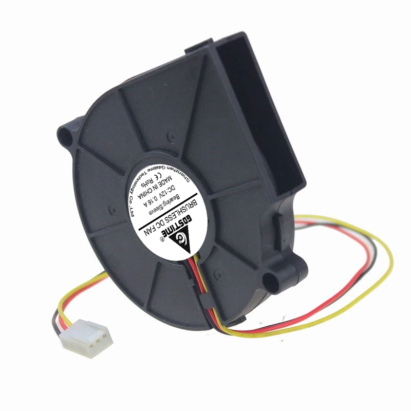 

2 Pieces LOT Gdsime DC 12V Cooling Brushless Exhaust Airflow Blower Fan 3Pin 7515S 70mm 75x75x15mm
