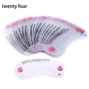 

New Hot 24 Pcs Reusable Eyebrow Stencil Set Eye Brow DIY Drawing Guide Shaping Grooming Template Card Easy Makeup Beauty Kit SMR