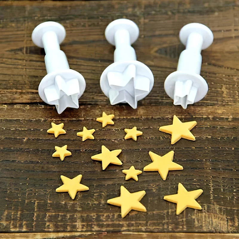 Cookie Cutters Heart Star Round Square Flower Shape Fondant Cake Decorating Gum Paste Pastry Sugar Craft Cutter Molds 3/4Pcs